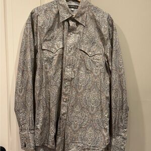 Stetson Beige and Brown Paisley Shirt western  large elegant
